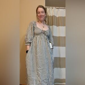NWT Worth Collective Teal Plaid Gingham Cecilia Maxi Dress XS